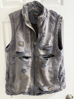 Ariat Rebar Distressed Gray Work Vest Small S